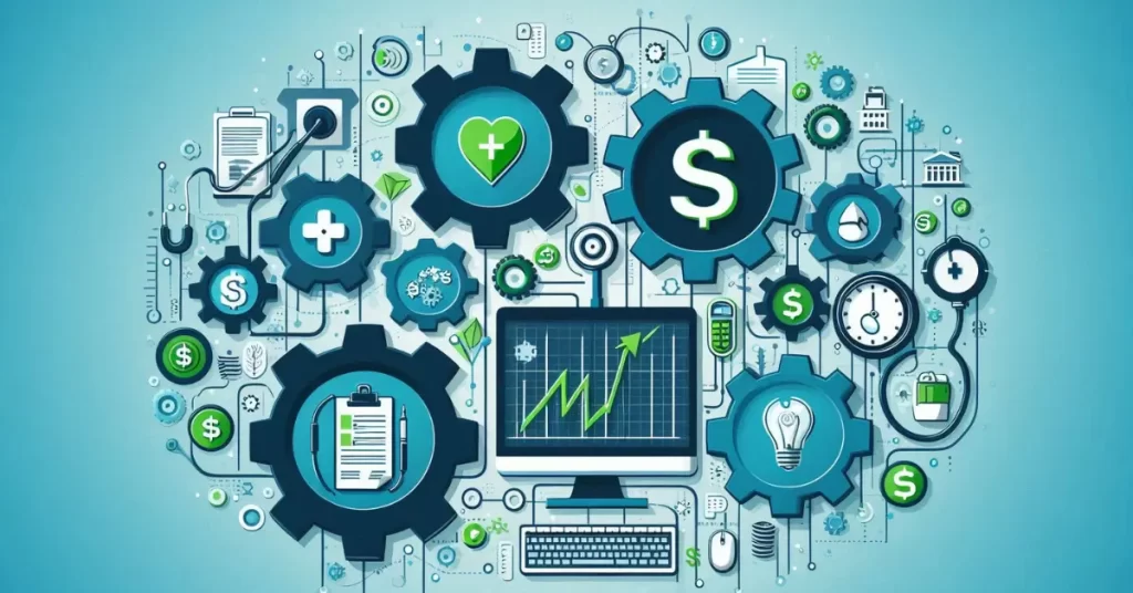 Healthcare Revenue Cycle Concept with Financial Icons
