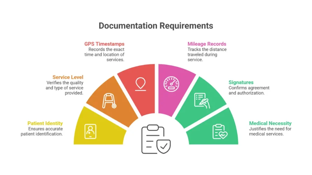 NEMT billing golden rule documentation requirements showing essential elements for compliant medical transportation claims