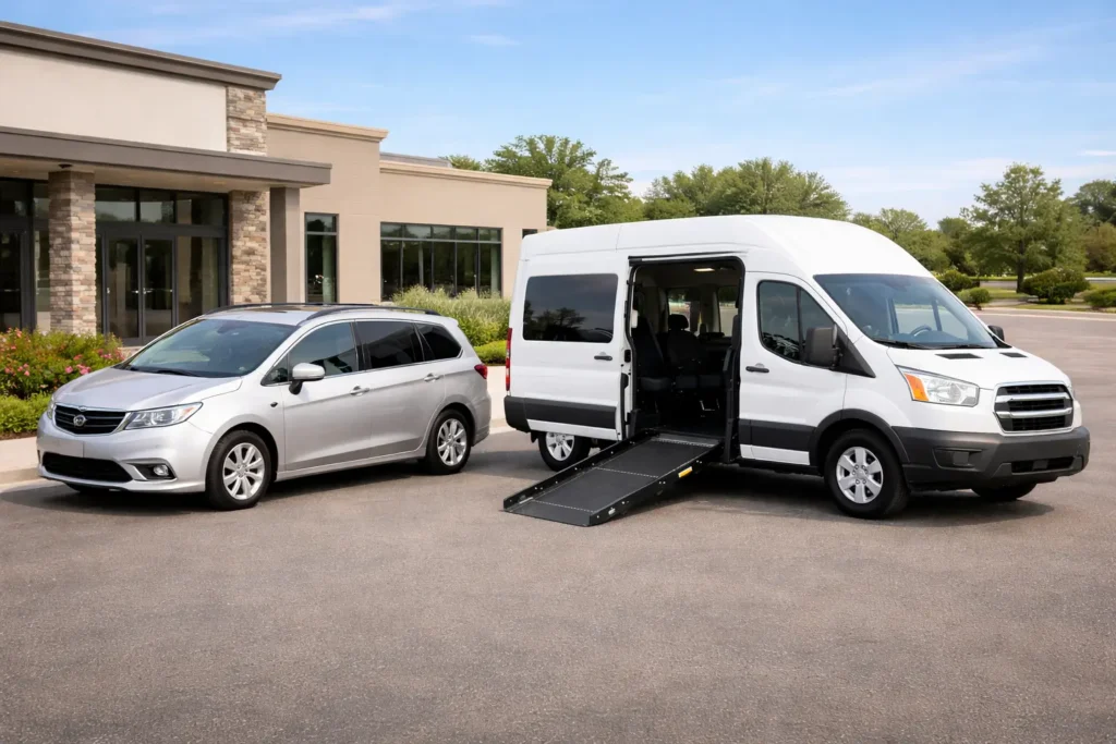NEMT wheelchair accessible van with side-entry ramp — 2026 vehicle options for NEMT operators