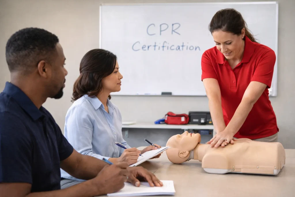 NEMT driver training requirements — driver completing CPR certification and PASS passenger assistance training