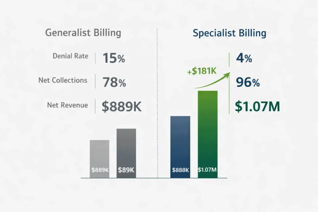 wound care billing specialist vs generalist ROI comparison — net revenue difference 2026