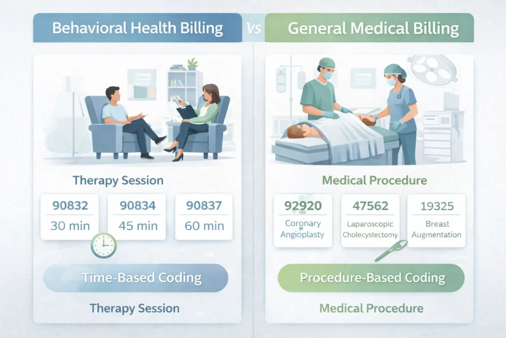 Comparison between behavioral health billing and medical billing workflows