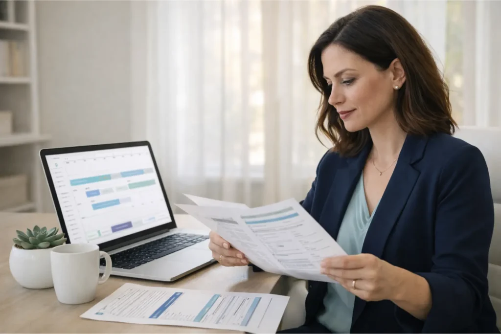 Best mental health credentialing services 2026 — therapist reviewing insurance credentialing documents at a professional desk