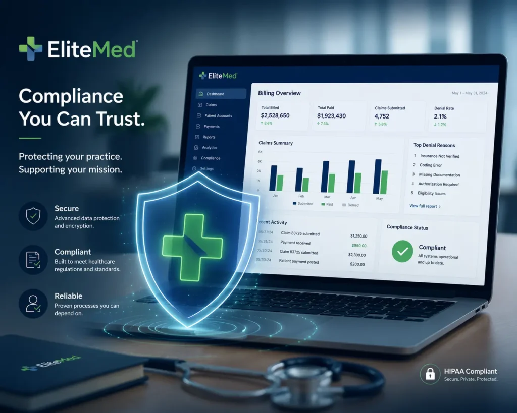 HIPAA compliance in mental health billing — secure billing data protection concept