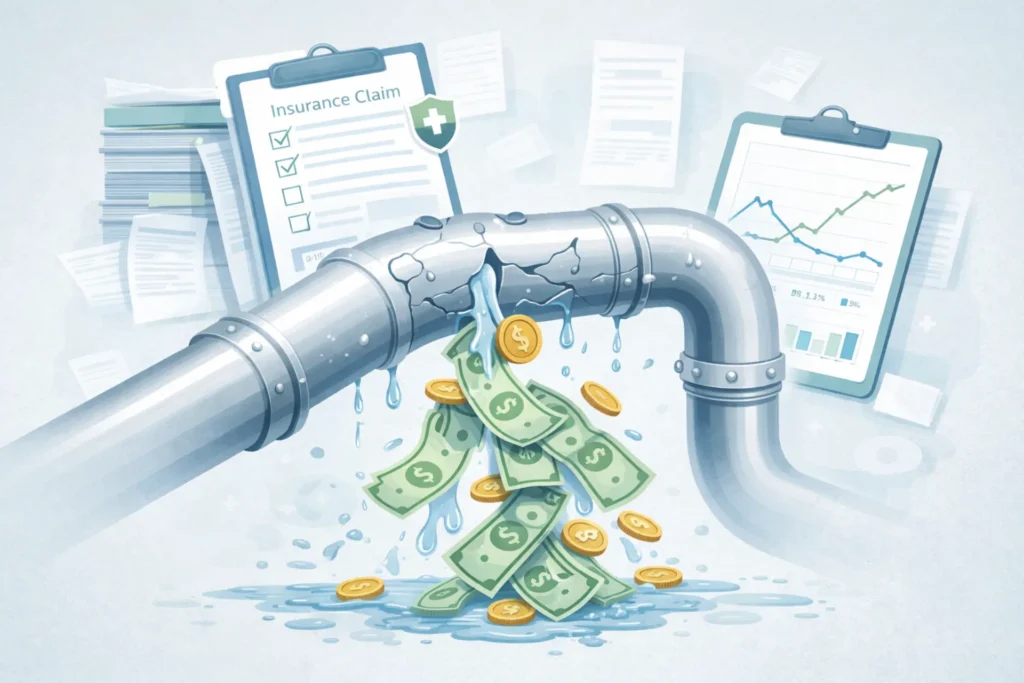 Revenue leakage in mental health billing process showing financial losses