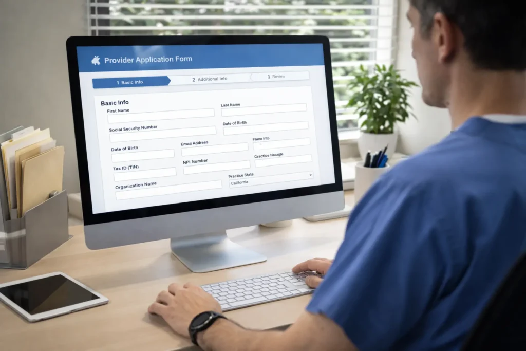 NPPES portal interface for applying for NPI number online