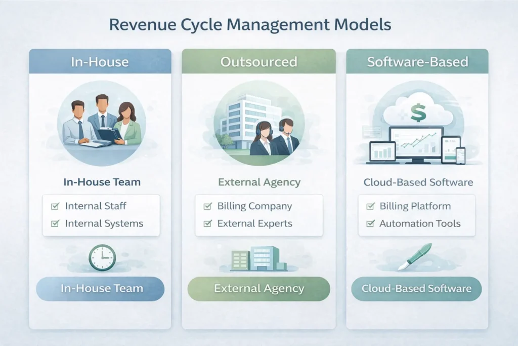 In-house vs outsourced vs software revenue cycle management comparison