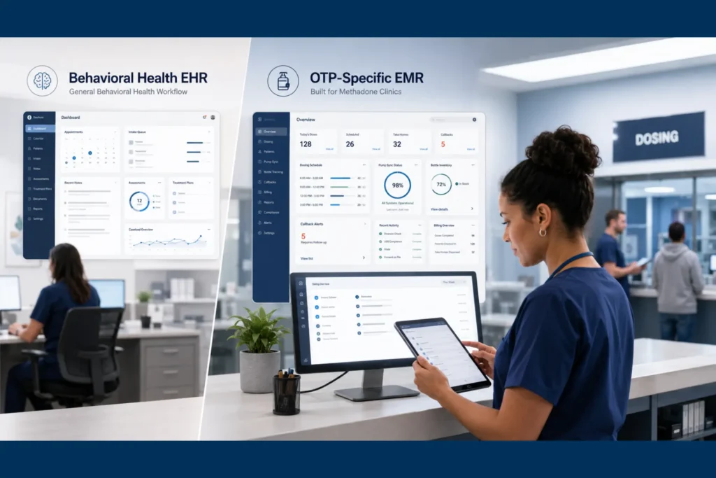 AZZLY Rize alternative for methadone clinics comparing MASE OTP EMR with a generic behavioral health EHR