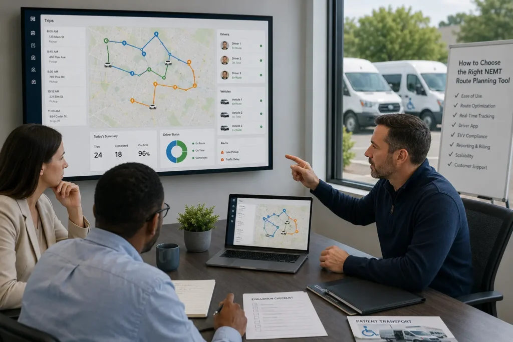 How to choose a NEMT route planning tool with demo questions and software evaluation